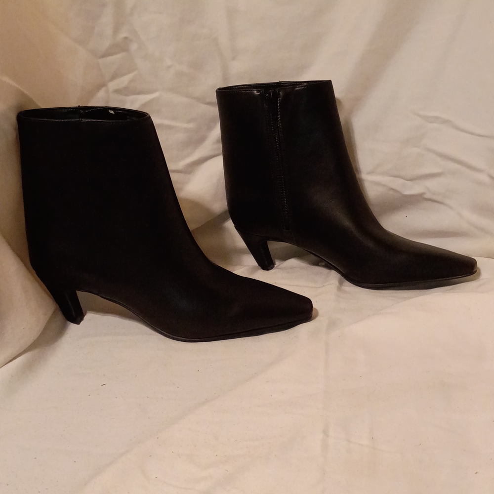 INC International Concepts Sleek Black Ankle Boots - Picture 2 of 5